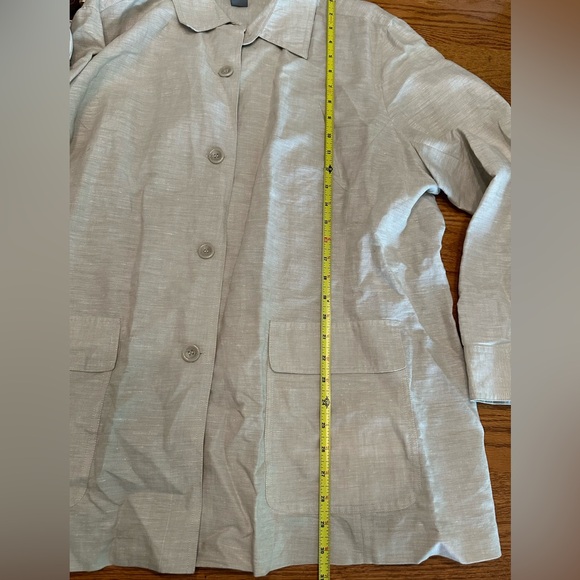 Jessica Holbrook Tan Shacket Shirt Jacket Linen Long Sleeve 2X - Picture 5 of 5
